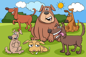Obraz na płótnie Canvas cartoon dogs and puppies characters group