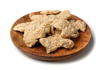 Raw Dehydrated Soy Meat or Soya Chunks Isolated