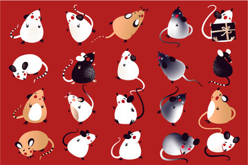 Happy new year. Mouse 2020. Rat and Mice.