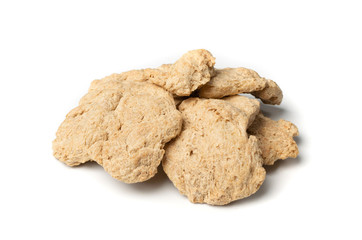 Raw Dehydrated Soy Meat or Soya Chunks Isolated