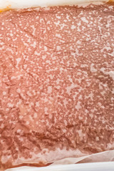 red caviar in plastic container. Salmon caviar, diet food.