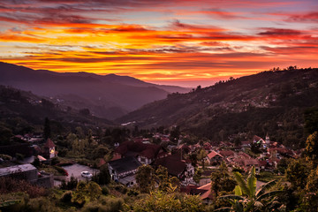 Fototapeta na wymiar View of beautiful sunrise at Colonia Tovar. Aragua State, Venezuela
