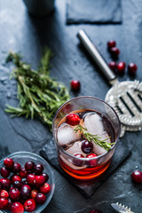hand crafted cranberry cocktail with ingredients