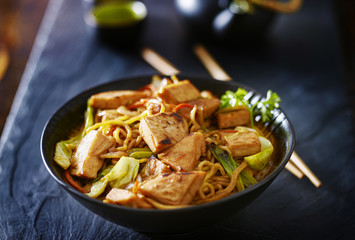 bowl of japanese chicken yakisoba