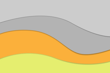 Abstract yellow and grey tone color background with green leaf in flat style. Vector illustration.