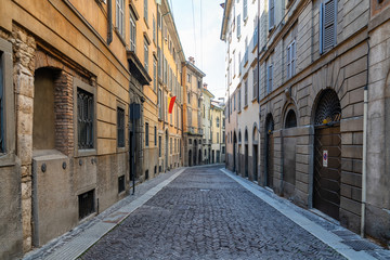 Fototapeta na wymiar Narrow medieval streets of Bergamo, Italy
