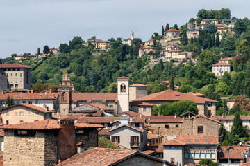 View of Old Town Citta Alta of Bergamo, Italy