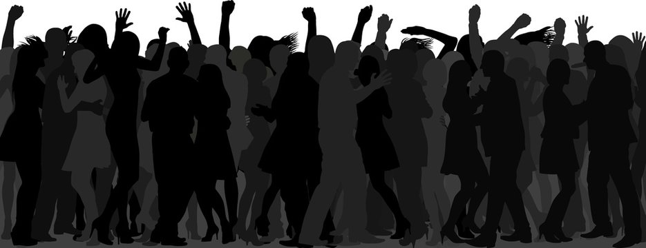 dancing crowd silhouette