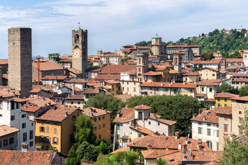 Fototapeta na wymiar View of Old Town Citta Alta of Bergamo, Italy