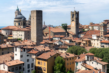 View of Old Town Citta Alta of Bergamo, Italy