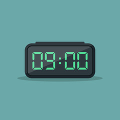 Digital alarm clock vector illustration flat, alarm with digital number flat design vector illustration
