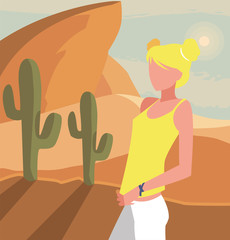 Avatar woman in front of landscape vector design