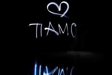 Love Ti Amo light painting
