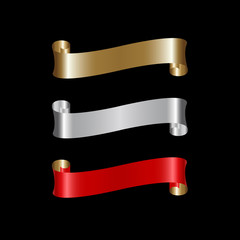 Ribbon Set In Isolated For Celebration, luxury golden ribbon set