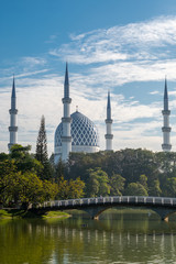 Morning view of Masjid Sultan Salahuddin Abdul Aziz Shah located in Shah Alam, Selangor.