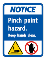 Fototapeta premium Notice Pinch Point Hazard,Keep Hands Clear Symbol Sign Isolate on White Background,Vector Illustration