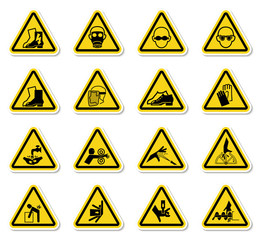 Warning Hazard Symbols labels Sign Isolate on White Background,Vector Illustration