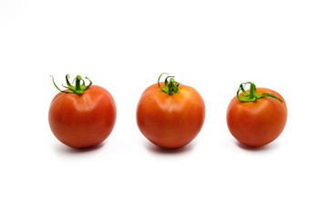 three tomato on white background