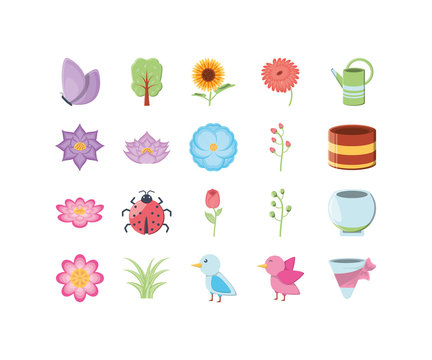 Isolated nature and garden icon set vector design