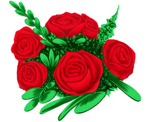 the red roses on white background