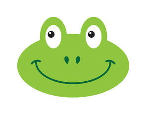 Vector flat cartoon frog face isolated on white background