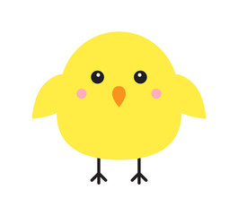 Vector flat cartoon yellow chick isolated on white background
