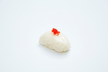 Japanese Sushi - Ika Nigiri Sushi (Squid Sushi) on White Background