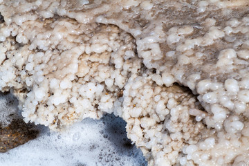 Salt deposits at the coast of the Dead Sea, Jordan