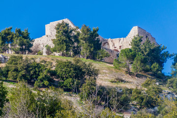 Ruins of Rabad castle in Ajloun, Jordan.