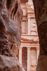 View of Al Khazneh temple (The Treasury) in the ancient city Petra, Jordan