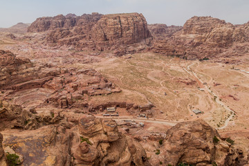 Aerial view of the ancient city Petra, Jordan