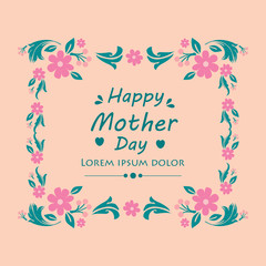 Simple shape pattern of leaf and flower frame, for happy mother day greeting card design. Vector