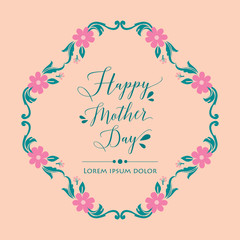 Element design art of leaves and wreath, for elegant happy mother day greeting card design. Vector