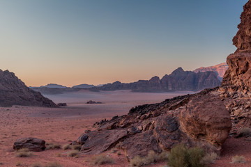 Rocky landscape of Wadi Rum desert, Jordan