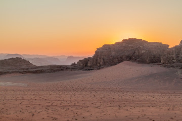 Sunset in Wadi Rum desert, Jordan