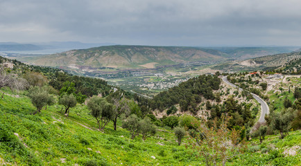 View of the Golan Heights from the ruins of Umm Qais, Jordan