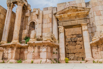 Ruins of the Southern Theatre in Jerash, Jordan