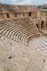 Ruins of the Northern Theatre in Jerash, Jordan