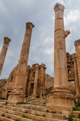 Fototapeta na wymiar Ruins of Propylaeum in the ancient city Jerash, Jordan