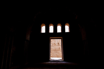 Door and windows at Qasr Kharana (sometimes Harrana, al-Kharanah, Kharaneh, Kharana or Hraneh), desert castle in eastern Jordan