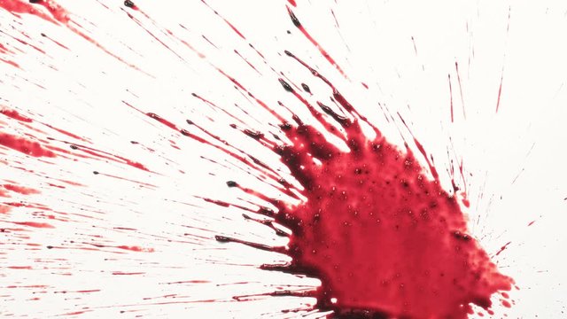 Blood spattered on a white background
