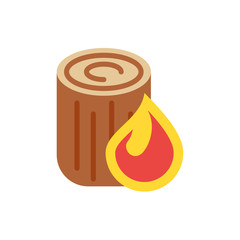 Isolated flame and wood trunk vector design