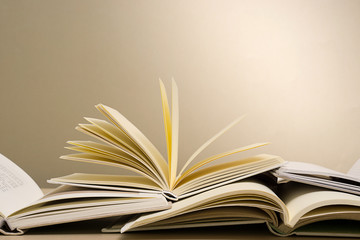 Books in front of a warm background