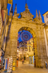 BRAGA, PORTUGAL - OCTOBER 15, 2017: Arch of the New Gate (Arco da Porta Nova) in Braga, Portugal