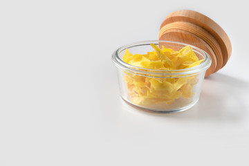 Organic jackfruit chips on paper background with copy space