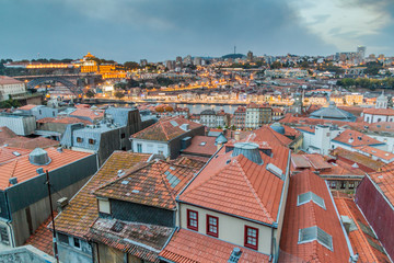 Fototapeta na wymiar View of Luis I bridge and Serra do Pilar monestery in Porto, Portugal