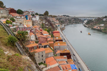 Naklejka na ściany i meble View of Douro river in Porto, Portugal.