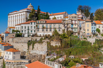 Fototapeta na wymiar Building on steep hills in the center of Porto, Portugal