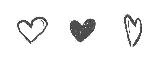 Heart doodle collection. Valentine's day love symbol. Hand drawn hearts.