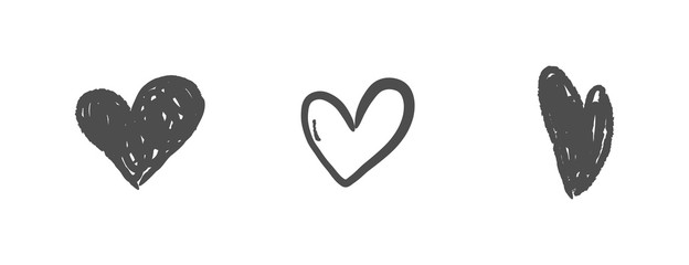 Heart doodle collection. Valentine's day love symbol. Hand drawn hearts.